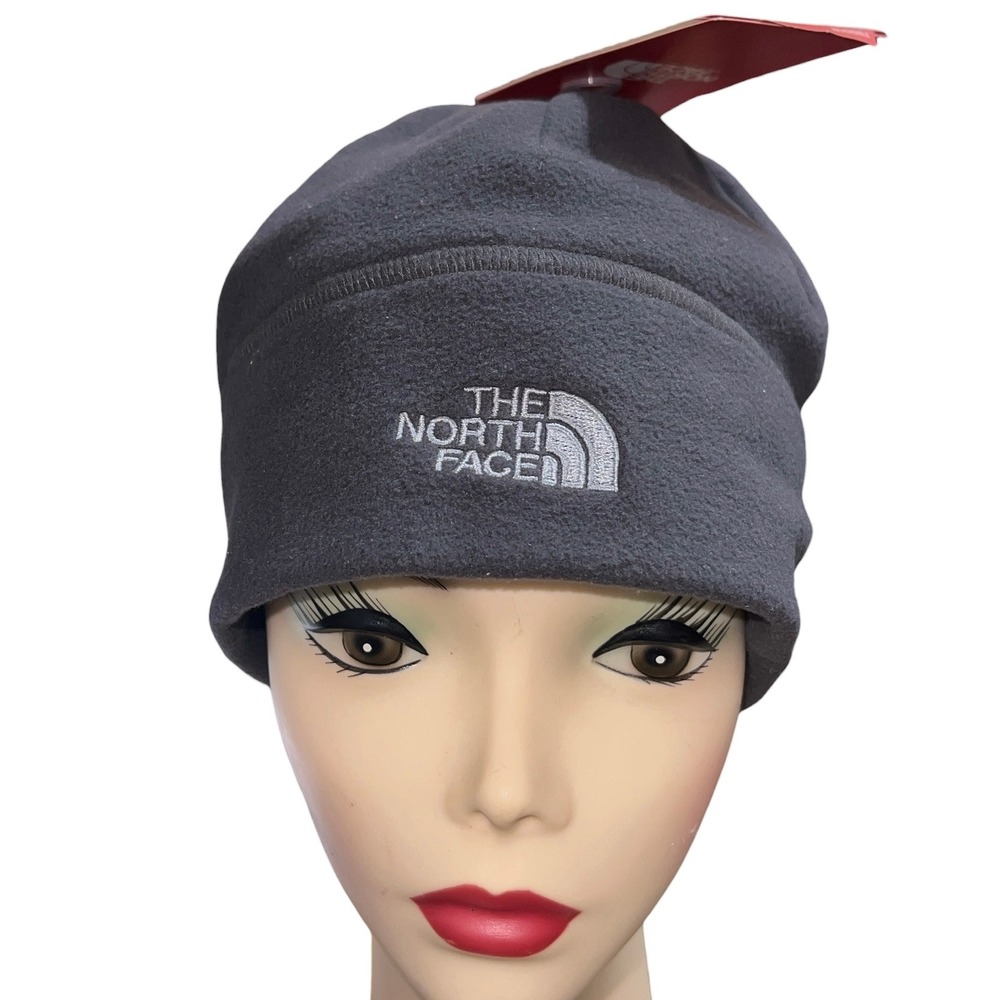 The North Face Standard Beanie Unisex L/XL Grey Blue Reversible Fleece Hat